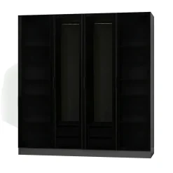 Armoire penderie design gris 4 portes vitrées H 190 cm BYRON