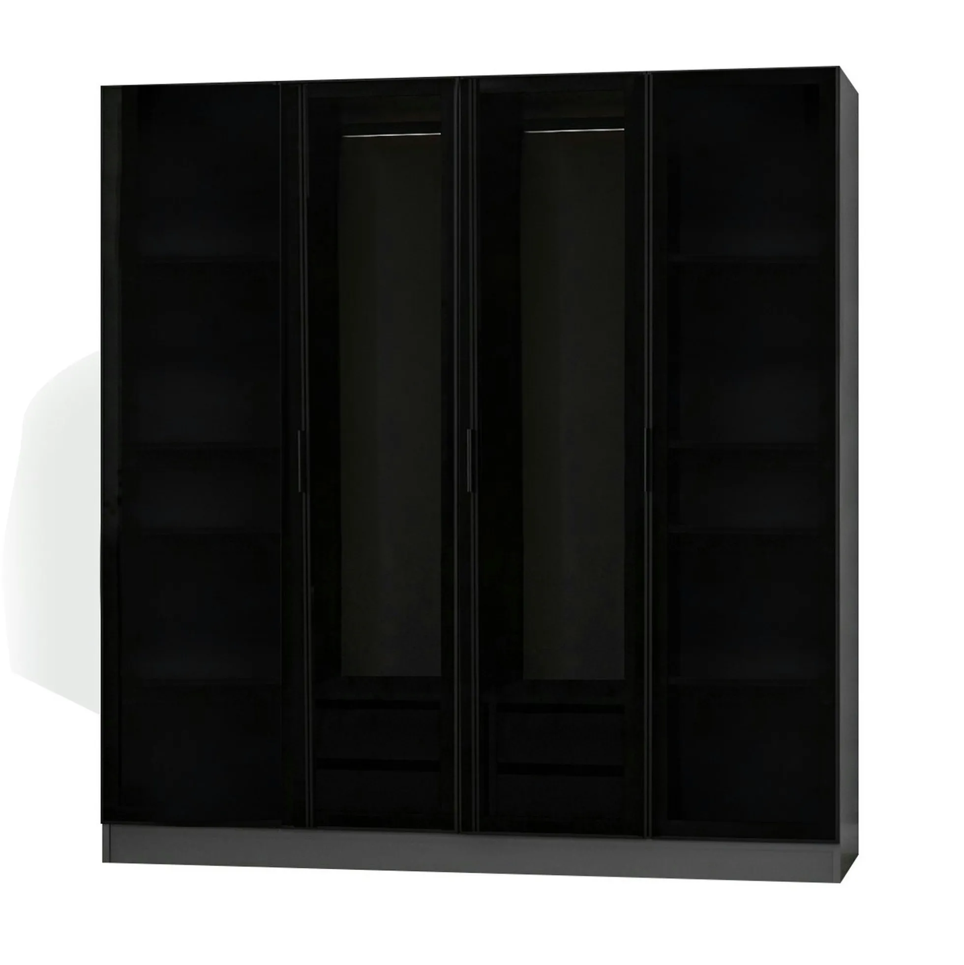 Armoire penderie design gris 4 portes vitrées H 190 cm BYRON