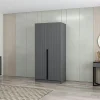 Armoire penderie design gris rainuré - 2 portes BYRON