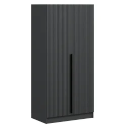 Armoire penderie design gris rainuré - 2 portes BYRON