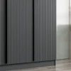 Armoire penderie design 3 portes grises rainurées BYRON