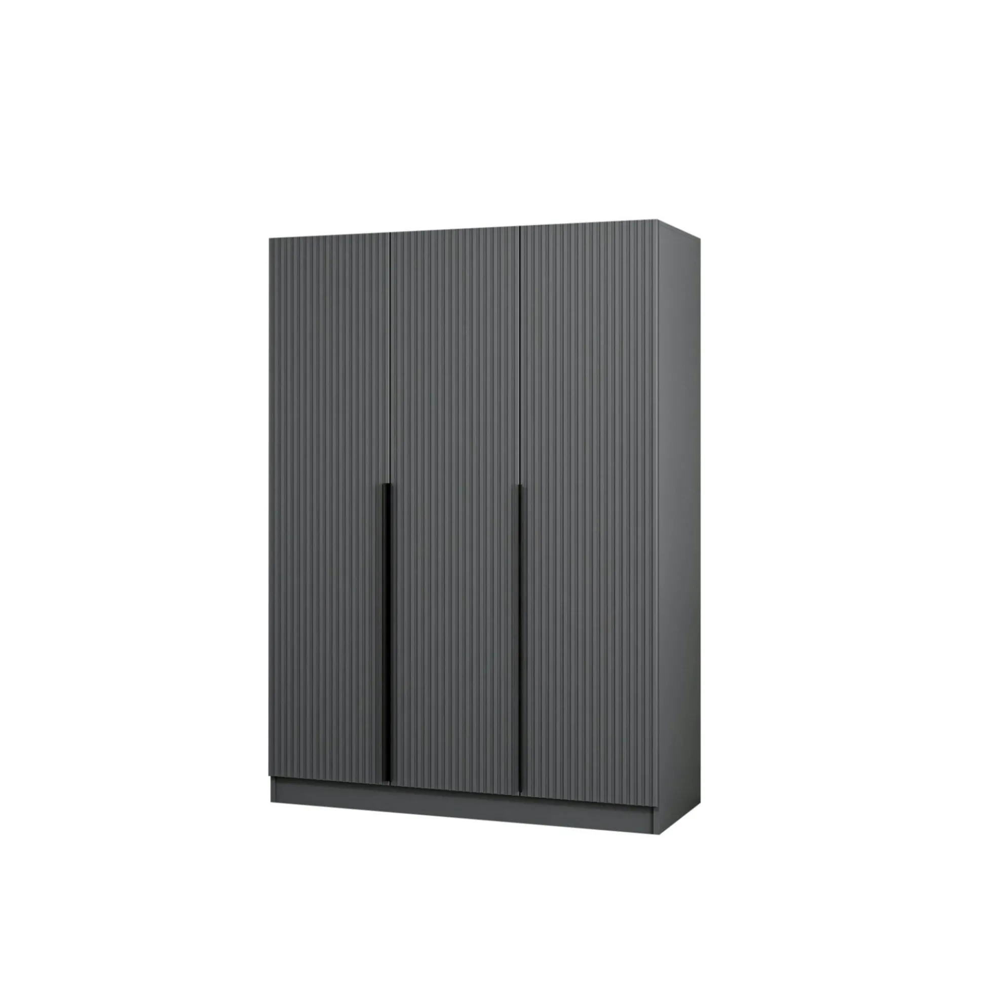Armoire penderie design 3 portes grises rainurées BYRON