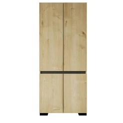 Armoire penderie effet bois détail gris, 1 étagère BYRON