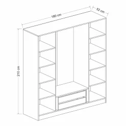 Armoire penderie grise 2 portes rainurées 2 vitrées BYRON