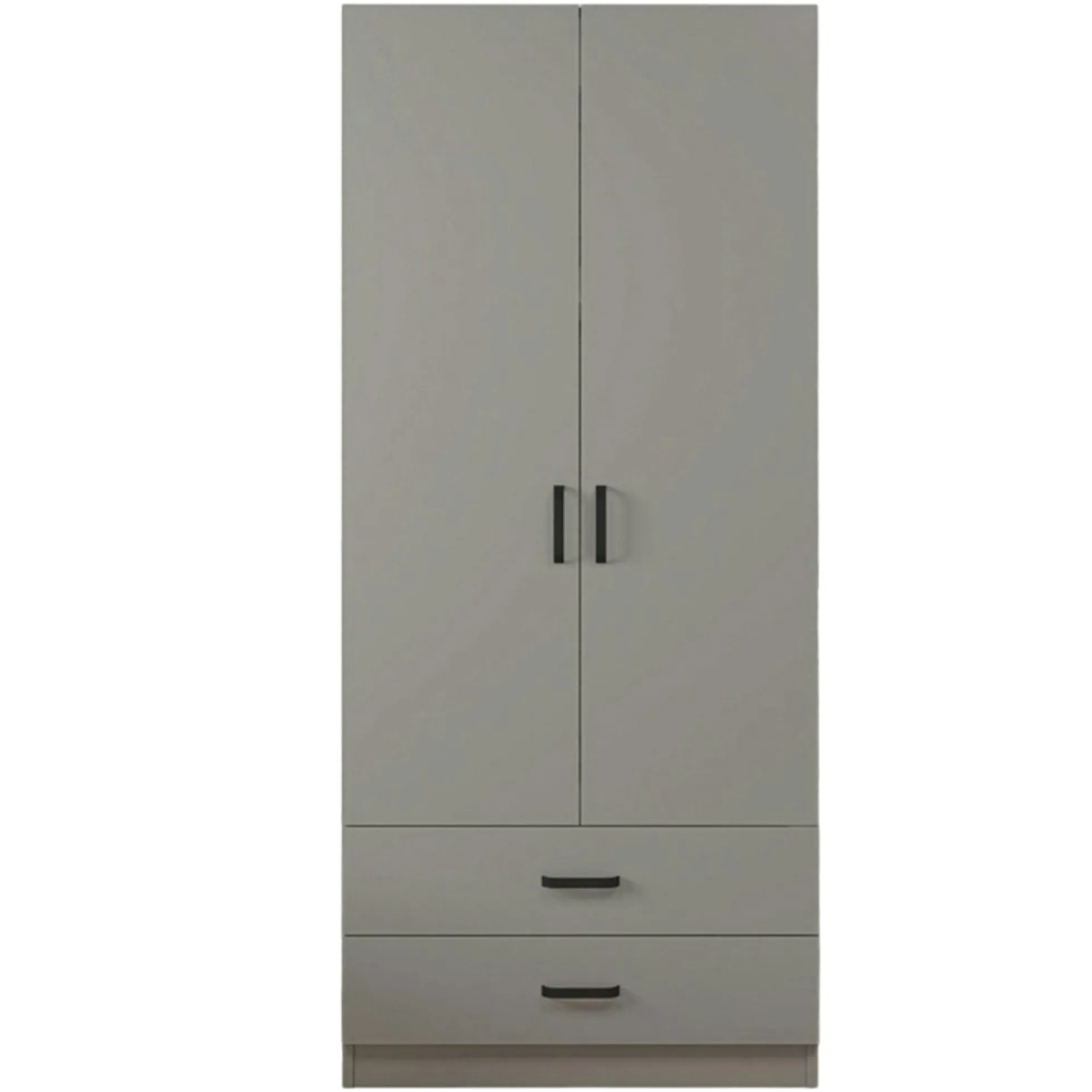 Armoire penderie grise 2 portes 2 tiroirs 80 cm BYRON