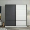 Armoire penderie moderne blanc et gris L. 180 cm BYRON