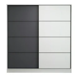 Armoire penderie moderne blanc et gris L. 180 cm BYRON