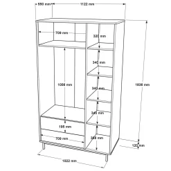 Armoire penderie moderne effet bois - 3 portes BYRON