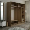 Armoire penderie moderne effet bois et gris L.180 cm BYRON