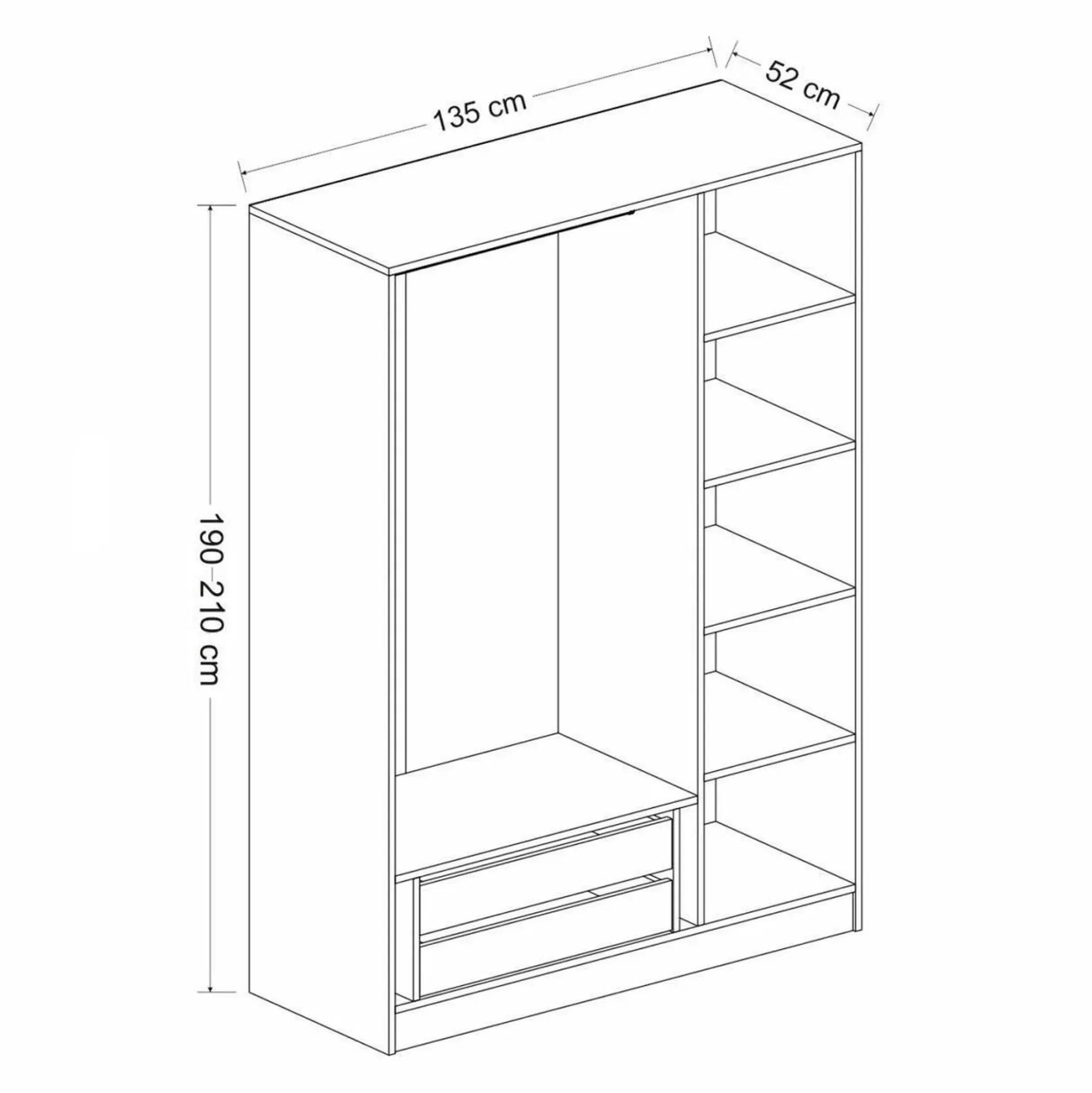 Armoire penderie moderne gris foncé - 3 portes BYRON