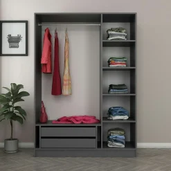 Armoire penderie moderne gris foncé - 3 portes BYRON