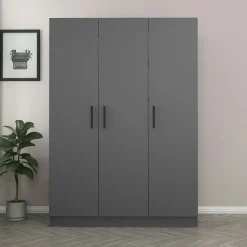 Armoire penderie moderne gris foncé - 3 portes BYRON