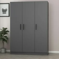Armoire penderie moderne gris foncé - 3 portes BYRON