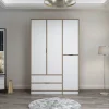 Armoire penderie moderne - 4 portes blanches L.140 cm BYRON