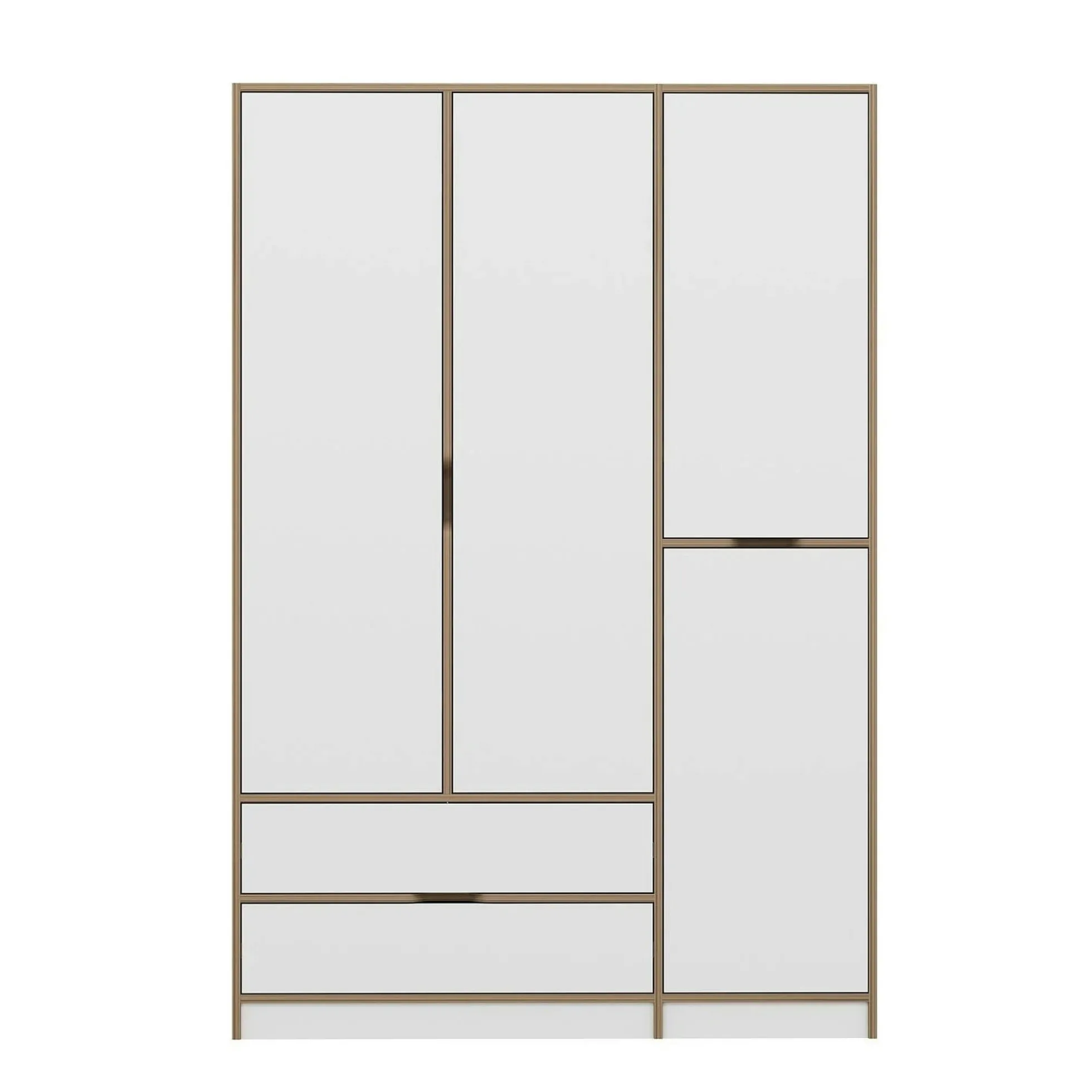 Armoire penderie moderne - 4 portes blanches L.140 cm BYRON