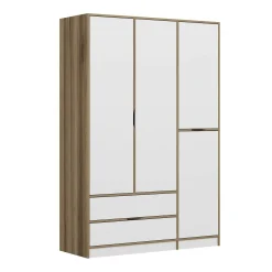 Armoire penderie moderne - 4 portes blanches L.140 cm BYRON
