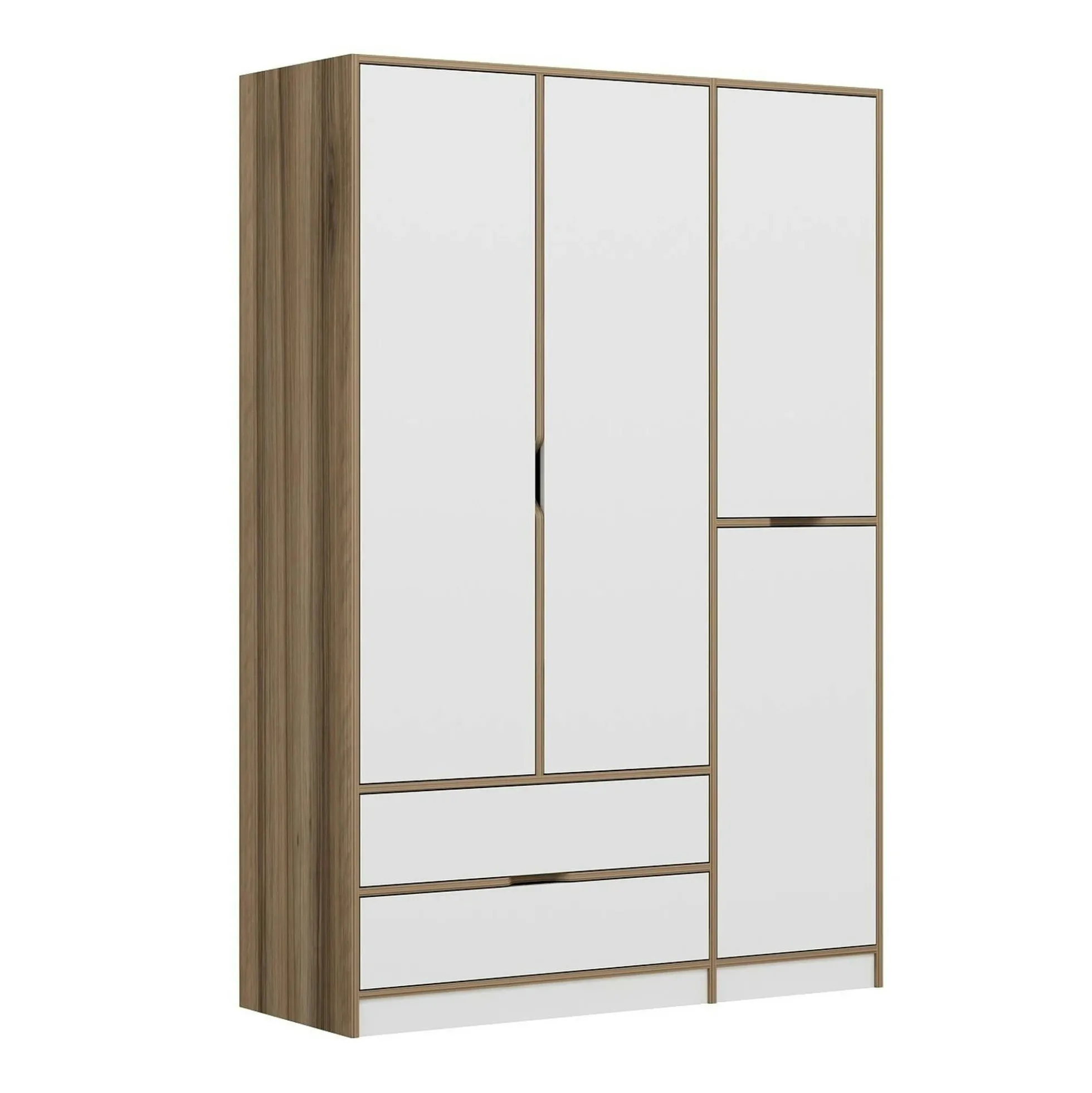 Armoire penderie moderne - 4 portes blanches L.140 cm BYRON