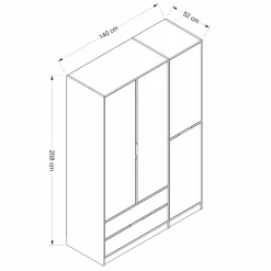 Armoire penderie moderne - 4 portes blanches L.140 cm BYRON
