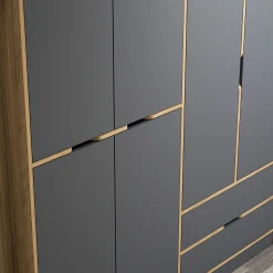 Armoire penderie moderne - 6 portes grises L.185 cm BYRON