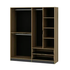 Armoire penderie moderne - 6 portes grises L.185 cm BYRON