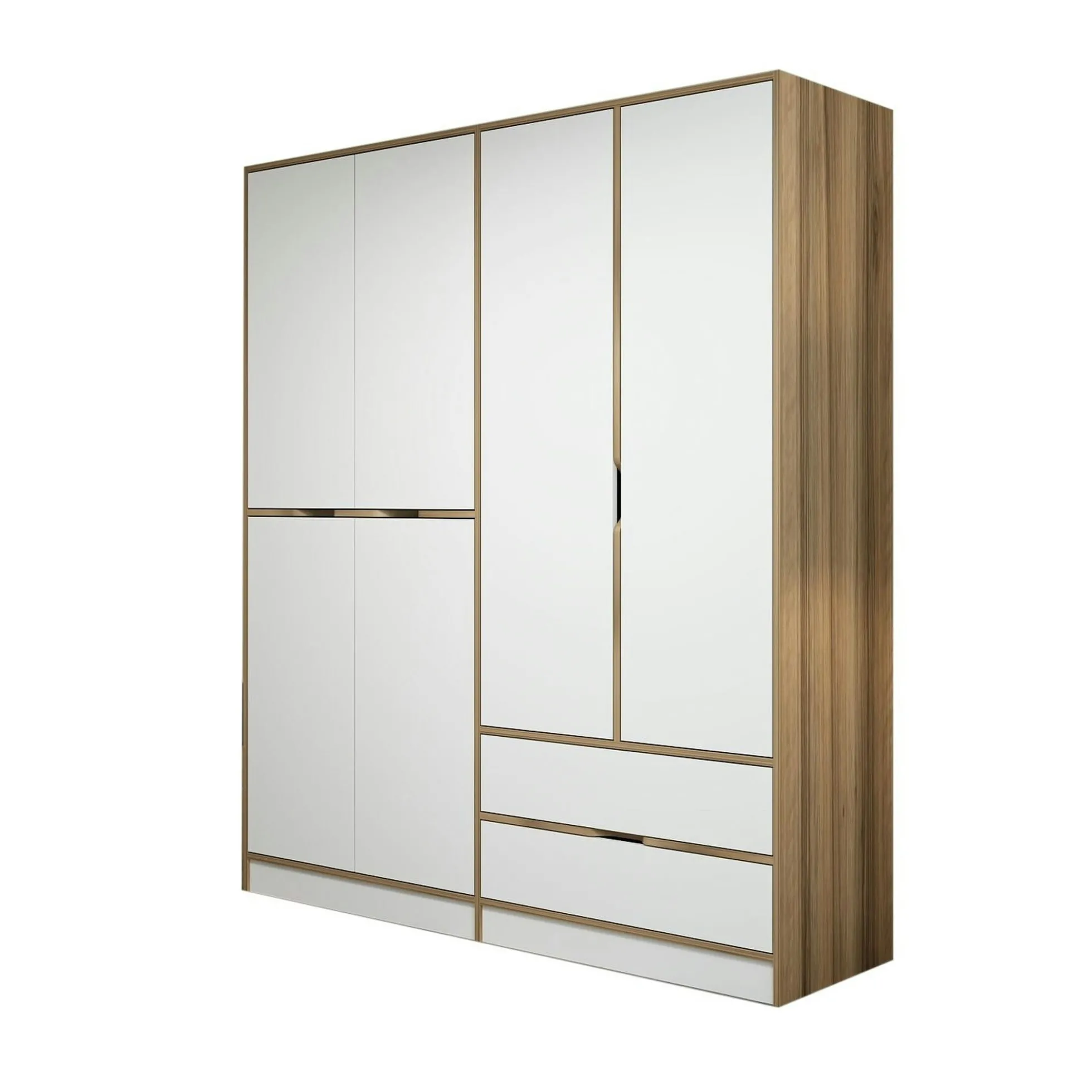 Armoire penderie moderne - 6 portes blanches L.185 cm BYRON