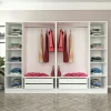 Armoire penderie ouverte blanche 2 portants 4 tiroirs BYRON
