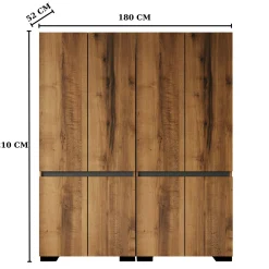 Armoire penderie 8 portes décor noyer et anthracite 180 cm BYRON