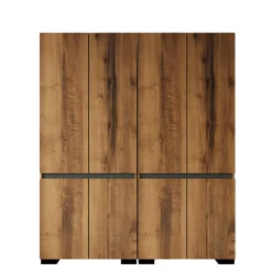 Armoire penderie 8 portes décor noyer et anthracite 180 cm BYRON