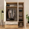 Armoire penderie 3 portes, effet bois et blanc BYRON