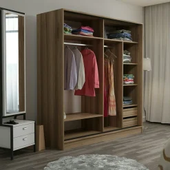 Armoire penderie 2 portes effet bois L.180 cm BYRON