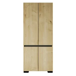 Armoire penderie 2 portes effet bois détail gris BYRON