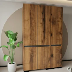 Armoire penderie 3 portes effet noyer, 1 tringle BYRON