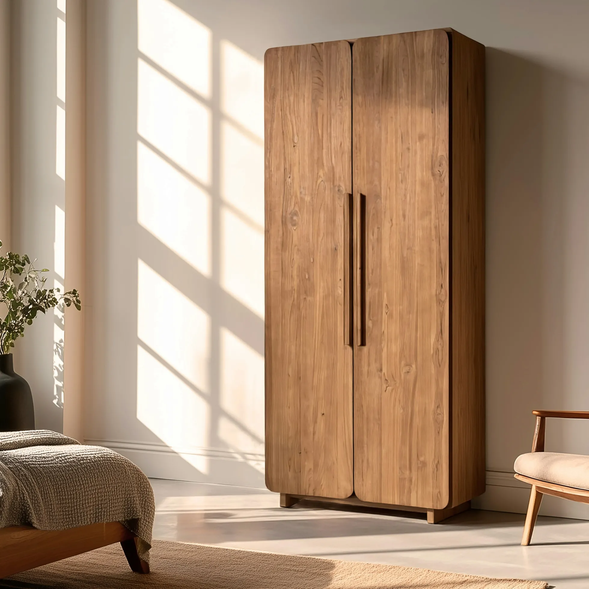 Armoire 2 portes 80x195cm en bois de teck recyclé SWING