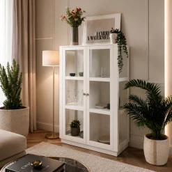 Armoire vitrée blanche 2 portes RAVEN