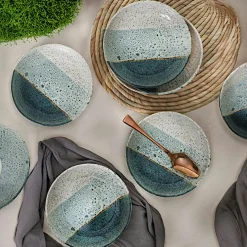 Assiette dessert bleus dégradés céramique (lot de 6) EFIRA