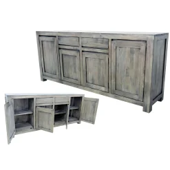 Bahut enfilade moderne exotique hévéa 4 portes 200cm OLGA