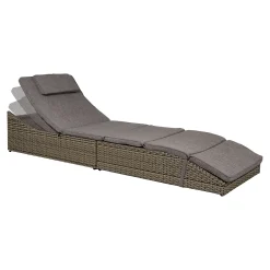 Bain de soleil inclinable en rotin synthétique gris MENDOZA