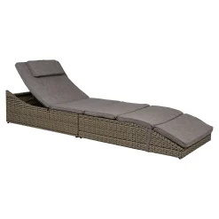 Bain de soleil inclinable en rotin synthétique gris MENDOZA