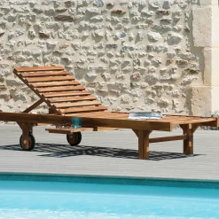 Bain de soleil transat jardin en teck huilé 205cm MACAO