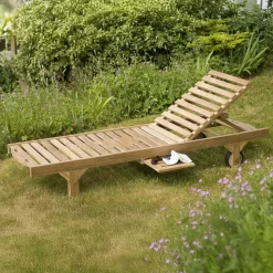Bain de soleil transat jardin en Teck massif 205cm SUMMER