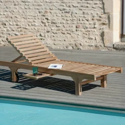 Bain de soleil transat jardin en Teck massif 205cm SUMMER