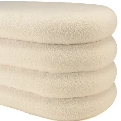 Banc avec rangement en tissu bouclette blanc CASTILLE