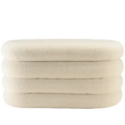 Banc avec rangement en tissu bouclette blanc CASTILLE