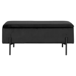 Banc avec rangement en velours noir BRUGES