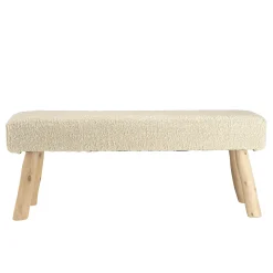 Banc bohème assise laine ivoire effet canevas TIM