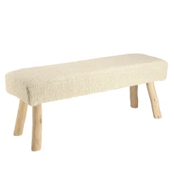 Banc bohème assise laine ivoire effet canevas TIM