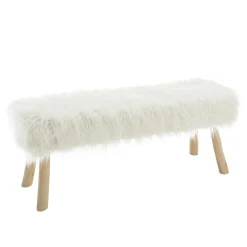 Banc bohème effet fourrure ivoire TIM