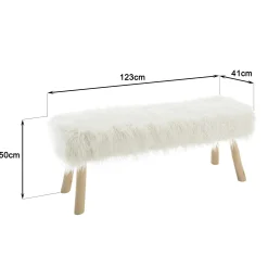 Banc bohème effet fourrure ivoire TIM