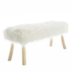 Banc bohème effet fourrure ivoire TIM