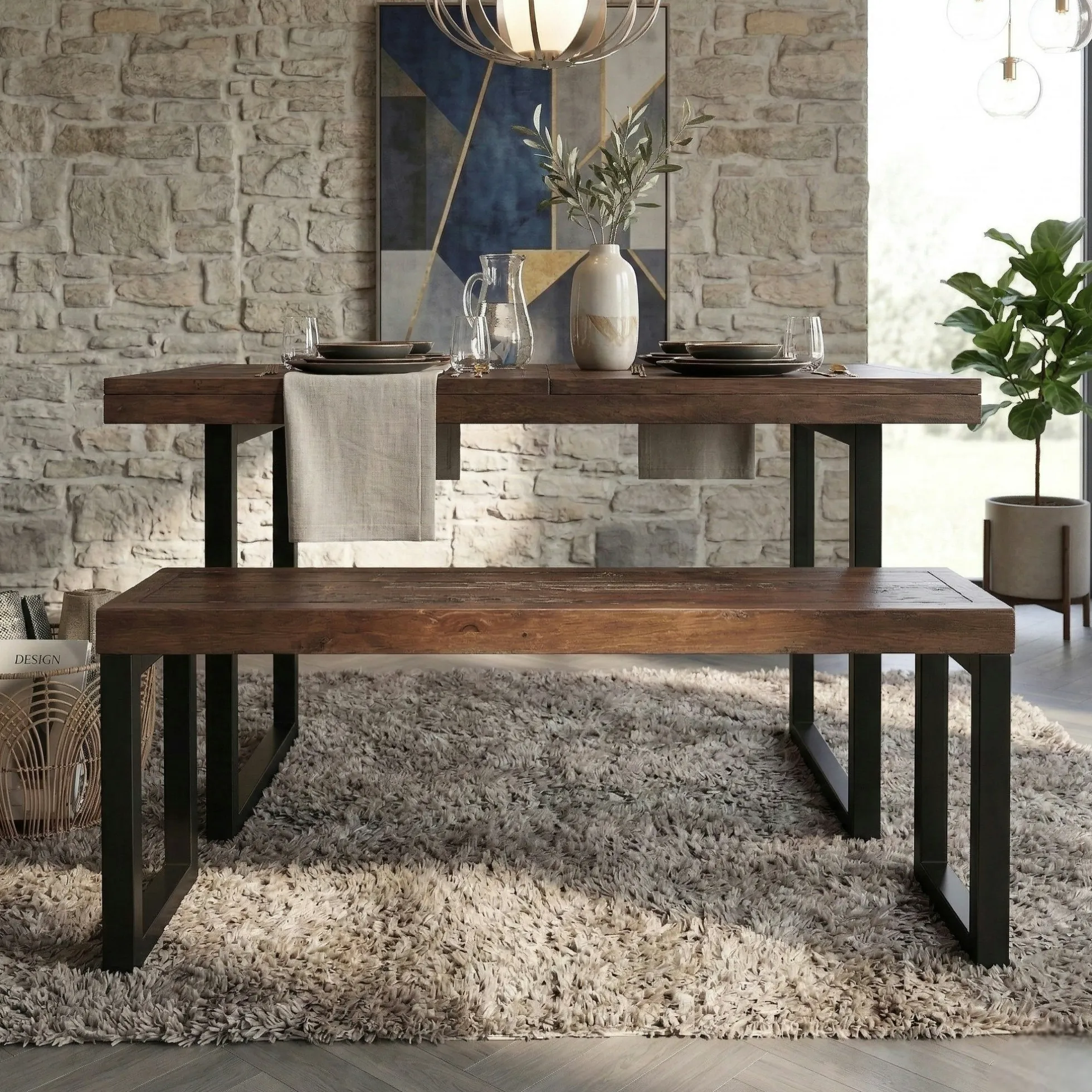 Banc bois brun recyclé 155cm SAMOA